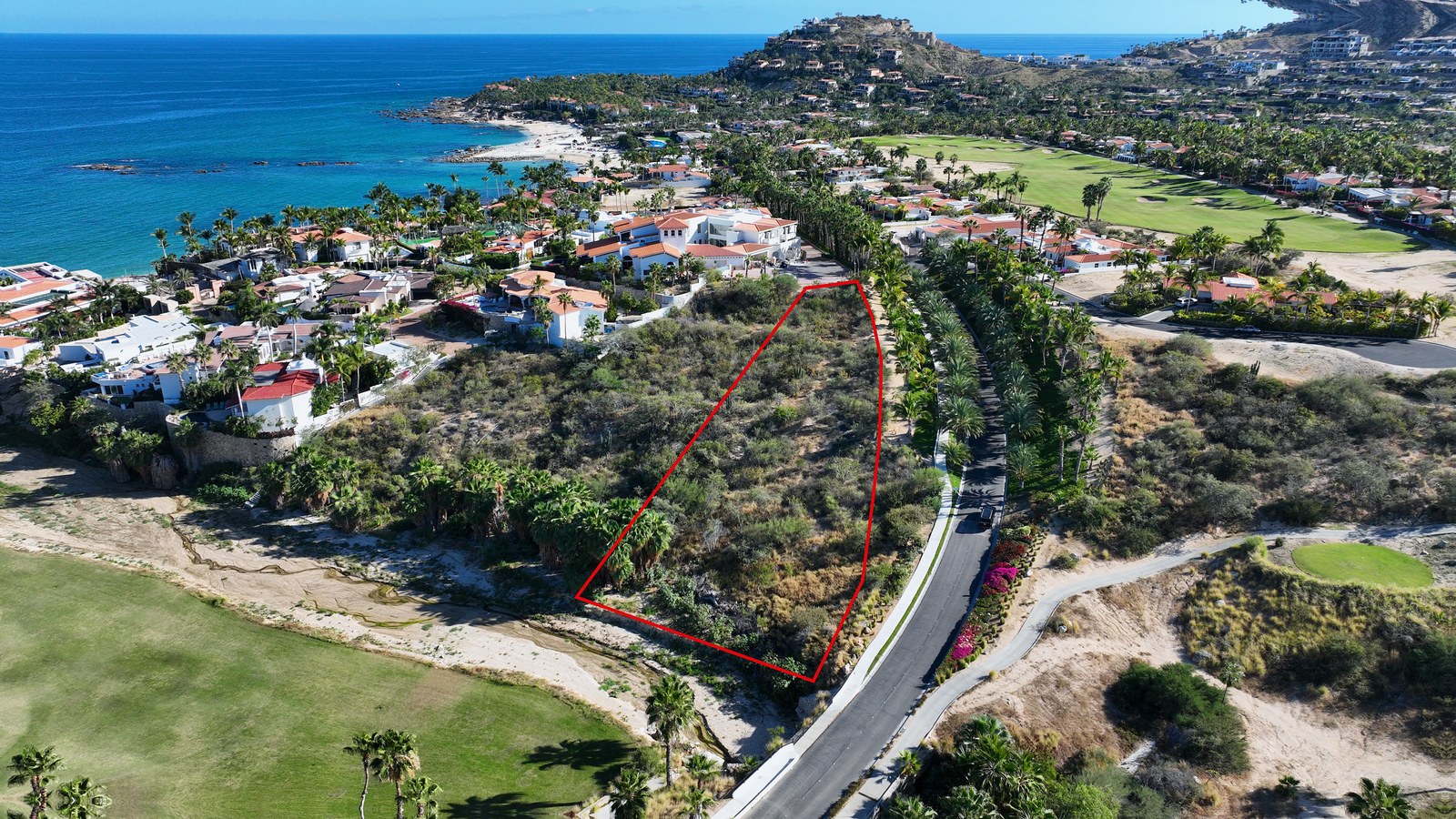 Lot boundary, ocean and golf course beyond